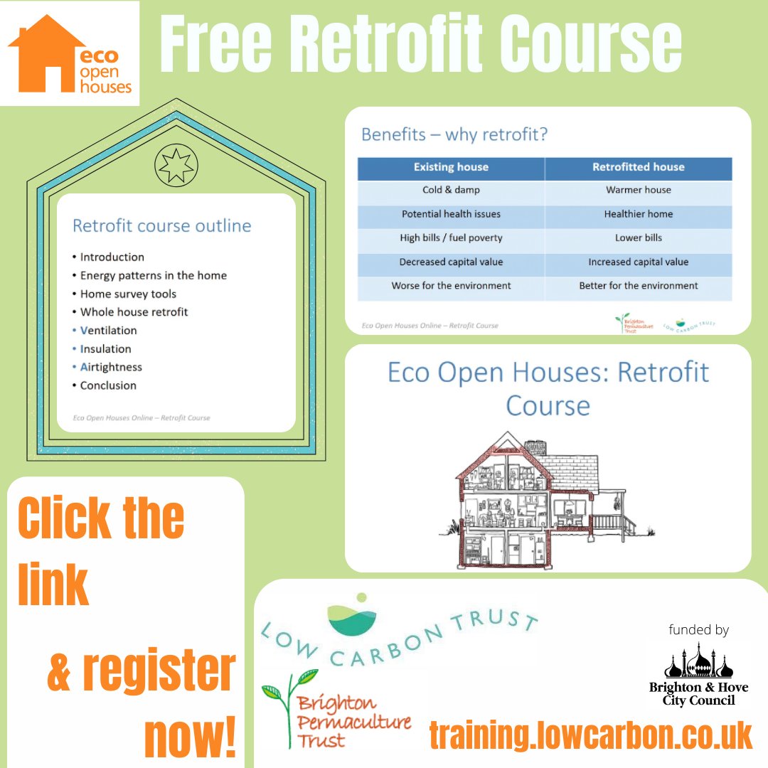 As part of this year's Eco Open Houses you can take this free online course In a few hours, learn how to make your home an #EcoHome #InsulateBritain #LiveSustainably Available now bit.ly/EOHTrn @BPTpermaculture @HanoverAction @EcoOpenHouses