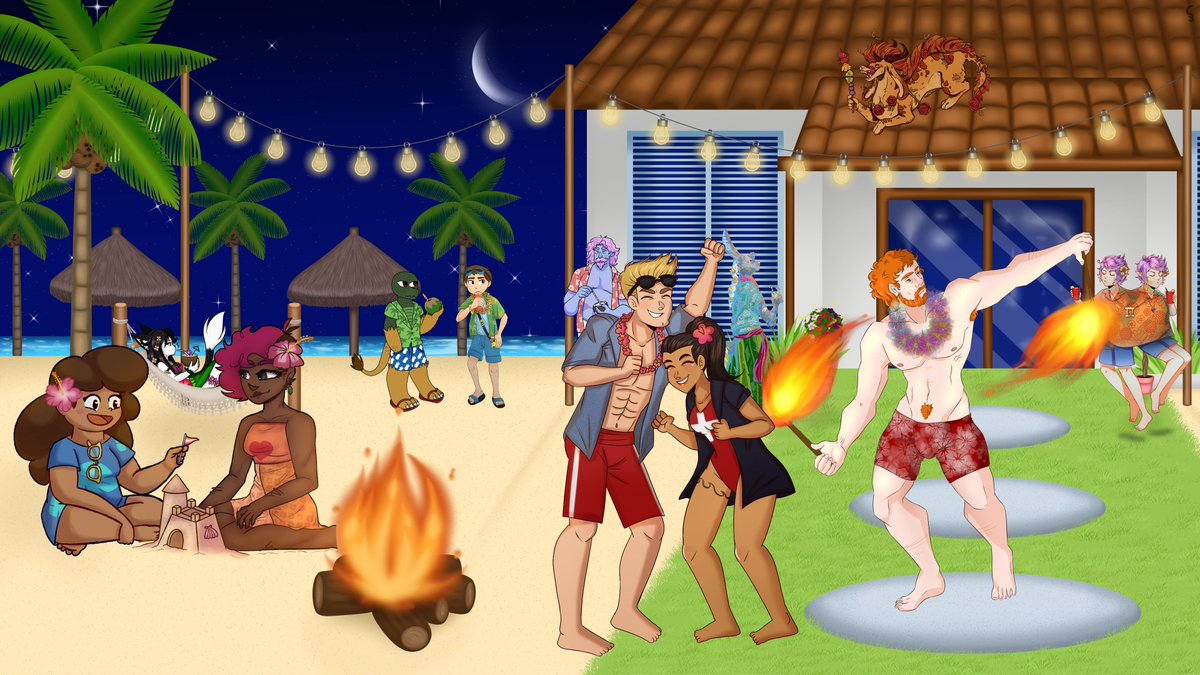 VCollabsPlus's tweet photo. 🌴 O pessoal do #vcollabsplus se reuniu para uma festinha com o tema de luau, e o resultado ficou incrível! 🥥🌺

Confira nos comentários os @ dos artistas! https://t.co/ceZ1mIc78P