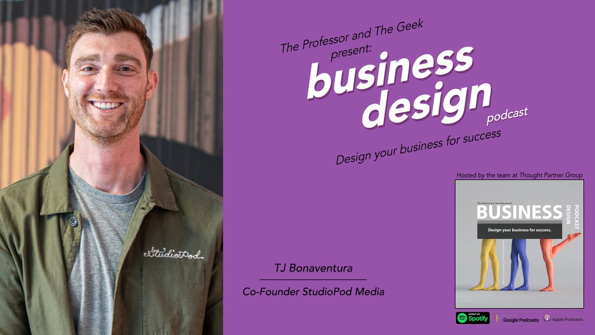 <a href="/tjforthree/">TJ Bonaventura</a>  is a co-founder of <a href="/studiopodmedia/">StudioPod Media</a>, and emphasizes that the power of the podcast is huge and only continues to grow. Our conversation is just the beginning.

The Business Design podcast is hosted by <a href="/drkent/">Dr. Kent</a> and <a href="/HugoDevereaux/">Hugo Devereaux</a>. 

Listen now: pod.thatmatters.org/BD-TJ-Bonavent…