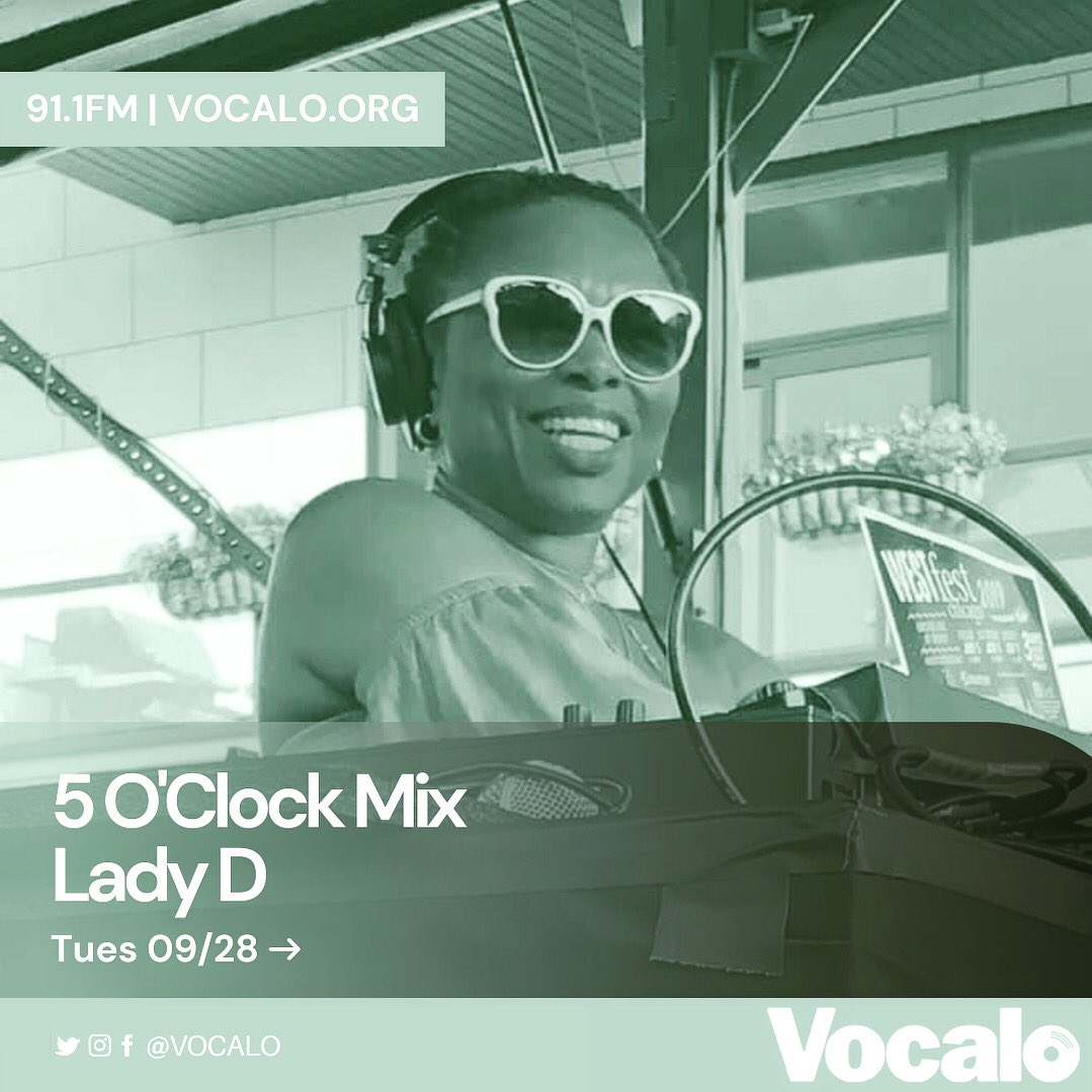 jessedelapena's tweet photo. Check out a new mix by @djladyd today on the "5 O'Clock Mix" @Vocalo 91.1fm hosted by Jesse De La Pena (5-6pm CST) https://t.co/CyGk18Ahmz 09.28.21 #HouseMusic #DjLadyD https://t.co/q4xvXkriRZ