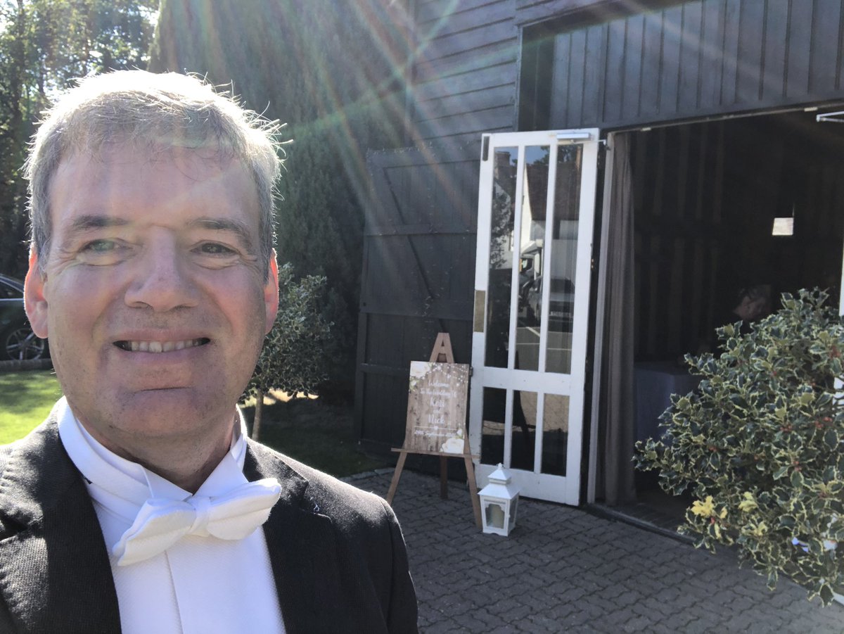 PodestaTim's tweet photo. #toastmaster arriving ready to don the red jacket for a great wedding @theoldebell Hurley #weddingdaychat #wedding #bride #bridegroom https://t.co/Qbx30T5PqQ