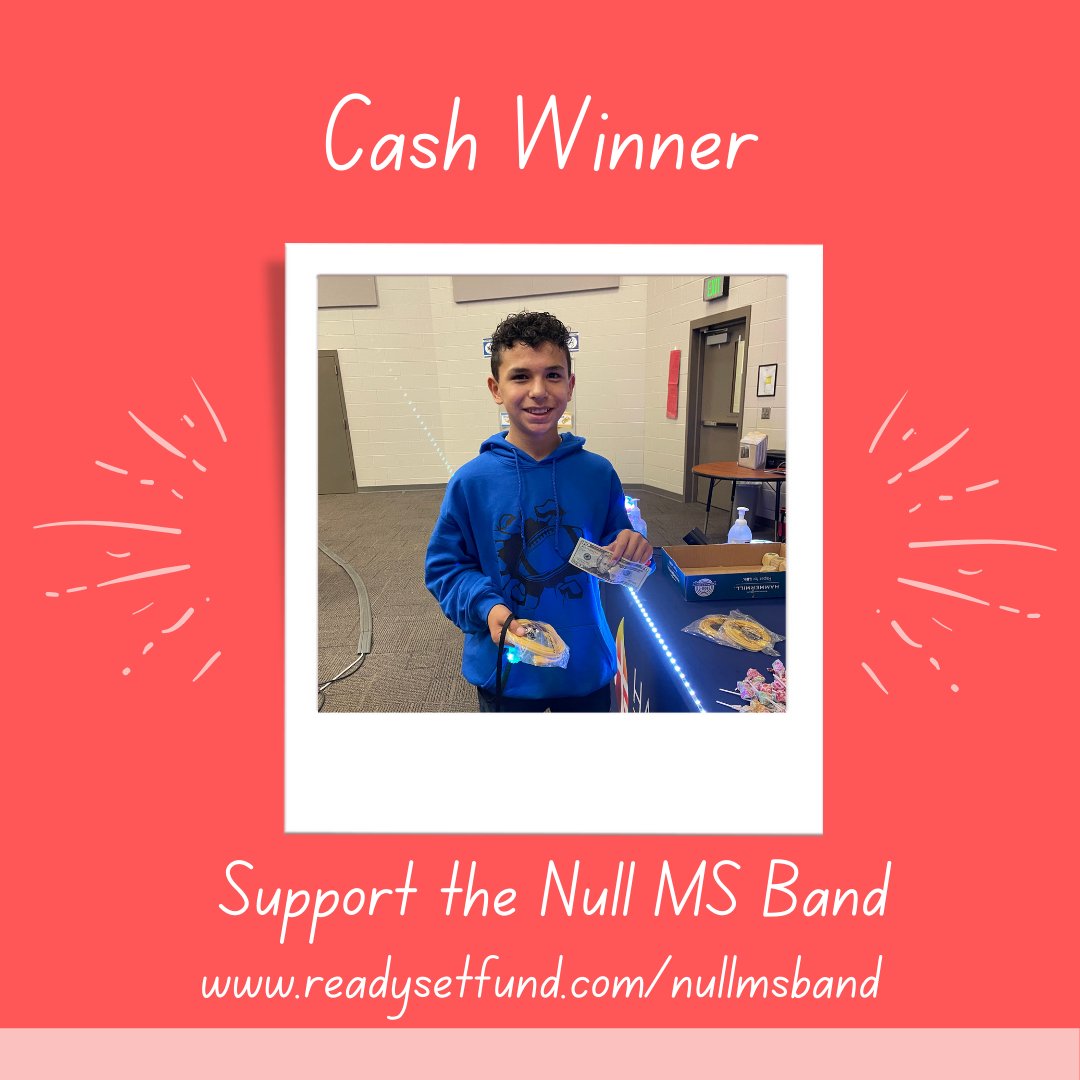 Congratulations to Celestino for being a cash winner during the Ready Set Fund fundraiser kick off today! Support the Null MS Band https://t.co/Areuvr5MPl https://t.co/G7AqEUJOzg