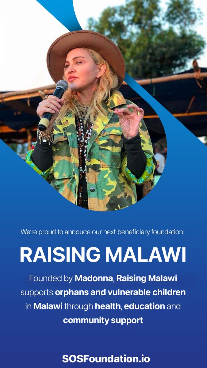 We are extremely happy to announce our latest beneficiary 🥳

SOS Foundation Announces Donation to <a href="/Madonna/">Madonna</a>'s Foundation, <a href="/RaisingMalawi/">Raising Malawi</a> 👀

#SOS foundation is committed and on track to acquire every milestone on the roadmap!