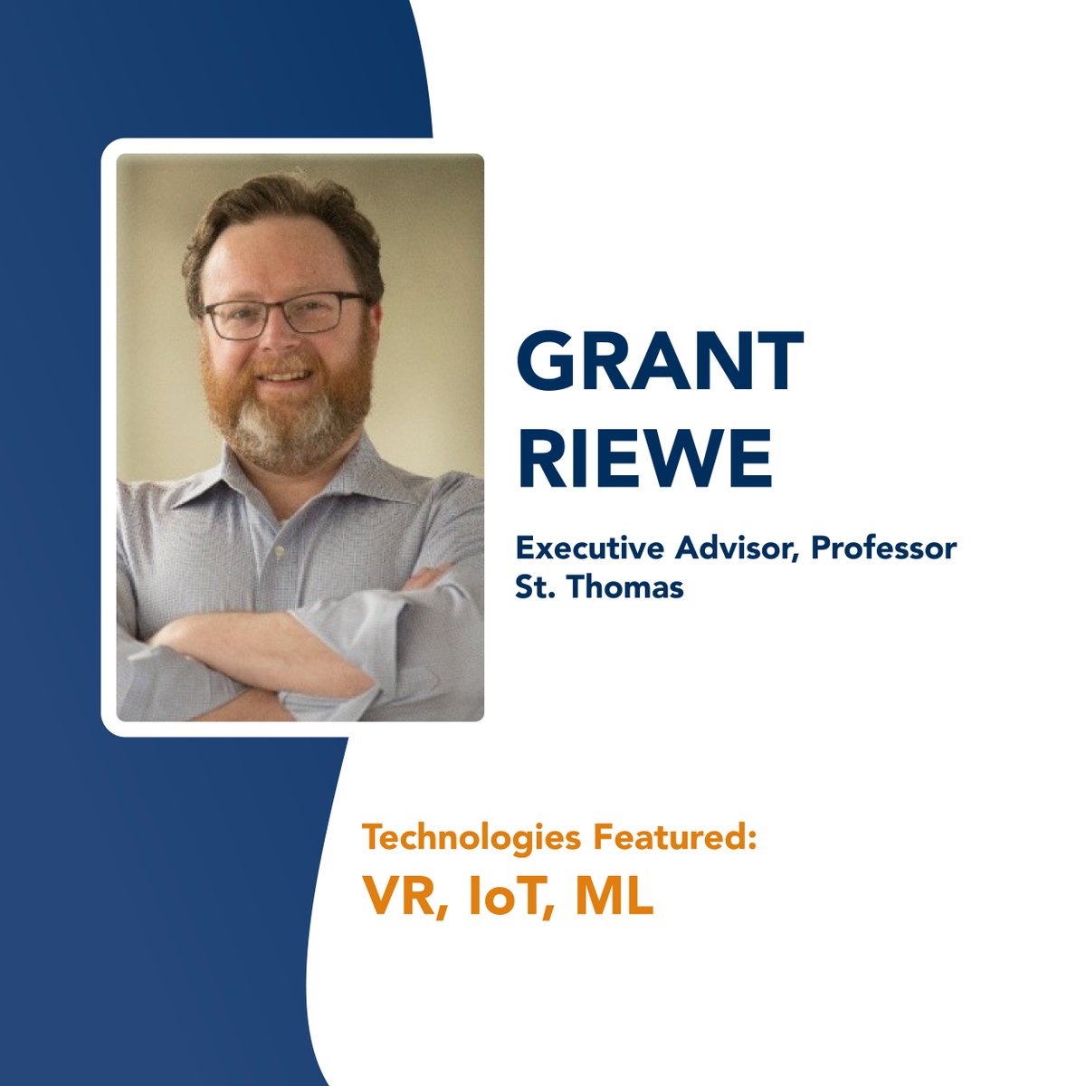 InterceptingH's tweet photo. Let us introduce you to another one of our amazing speakers, Grant Riewe, Executive Advisor, Professor at @UofStThomasMN.
Thank you for joining us, Grant! Sign up for CONTEX today at https://t.co/XGYBj2yDeV #stthomas #SmartCities #CONTEXconference #techconference https://t.co/dQ4tmDaEiE