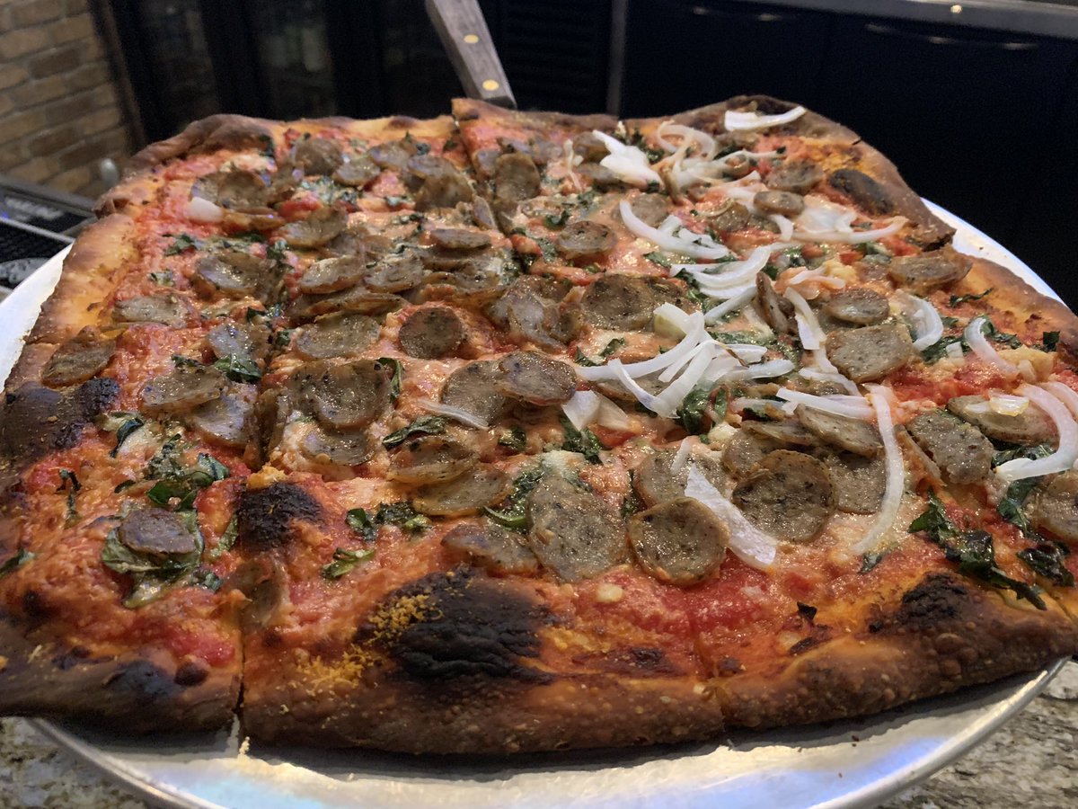 BestItalianOC's tweet photo. Carlo Special with sausage and half onion. I love mine extra well done.￼ (The only way to eat it)￼ https://t.co/PRIj4NcJMT
