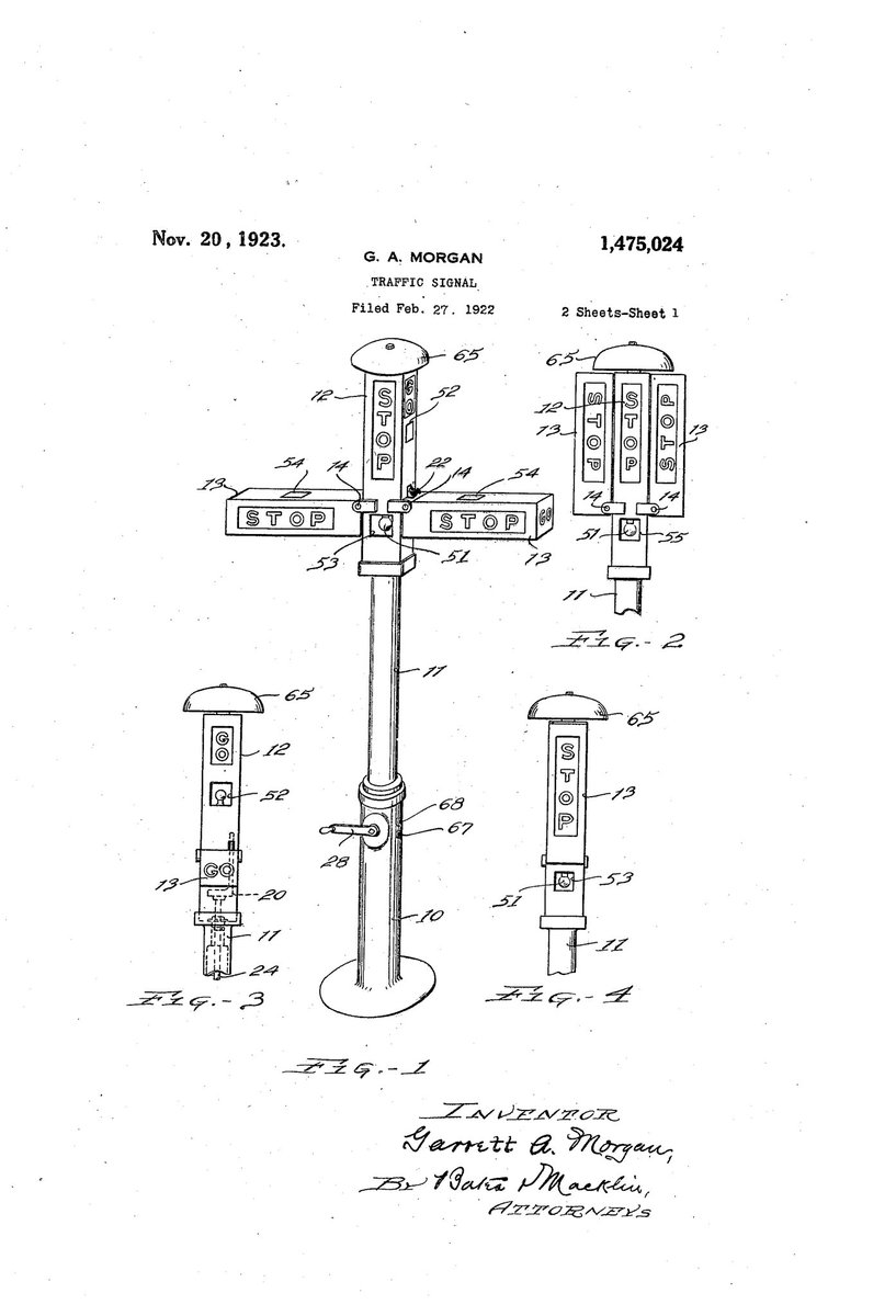 ChewytheSeal's tweet image. TRAFFIC SIGNAL - US1475024A
Inventor - Garrett A Morgan
Granted in 1923

#TeamSeal #practicalpatent #safetypatent

@ExplodingPossum @JillLum1 @Pixieprogrammer @gypsea1997 @BrazilBonny @chirpykittys @fred7722 @SilentHeadbang1