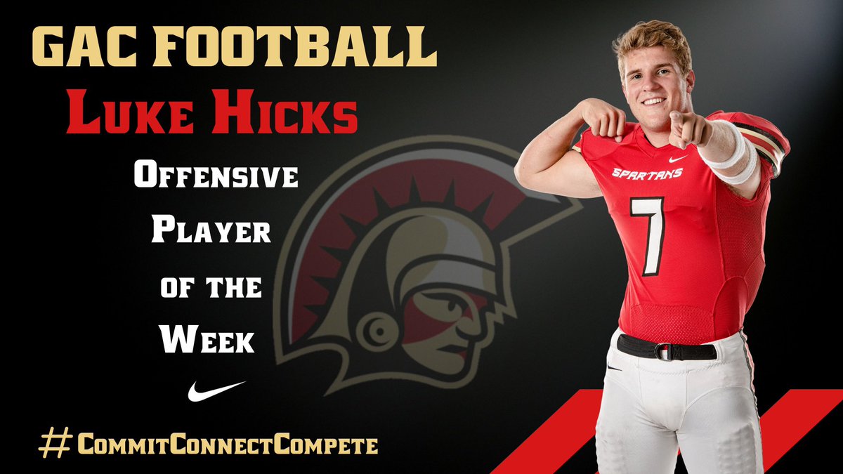 GACFootball's tweet photo. Senior Luke Hicks helped spark our victory with 5 catches for 80 yards and 2 TD’s. He is our Offensive Player of the Week‼️ @Luke_Hicks7
#Team31 #CommitConmectCompete https://t.co/5QgXqhqgj6
