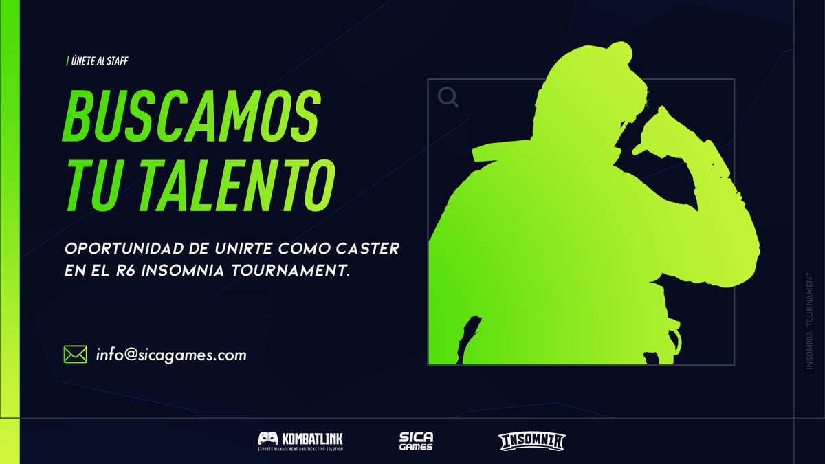 ¿Te apasiona castear partidos de #RainbowSix?
🎙️En Sica Games buscamos #caster para el torneo de Insomnia Tournament.

Si te interesa, mándanos un correo a info@sicagames.com con ejemplos de cómo casteas y cuéntanos un poco sobre ti.

#RainbowSixSiege #R6SpainNationals #twitch