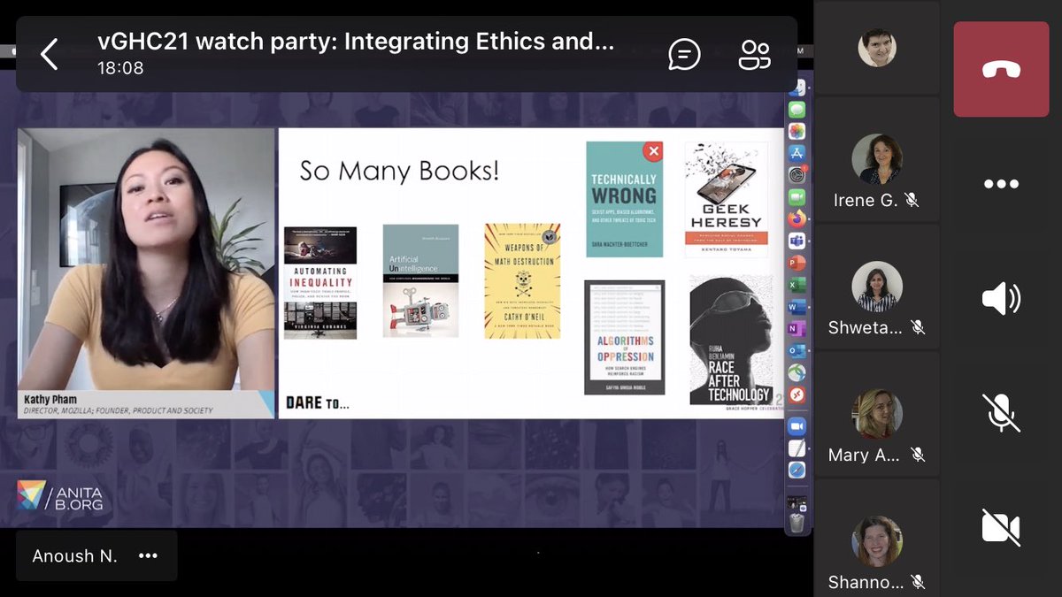 anoushnajarian's tweet image. Thank you o @kathyphamm of @mozilla for Integrating Ethics and Responsibility in the Product Development Cycle at @ghc!
#AIEthics #MakeTheInvisibleVisible #NewJimCode #AlgorithmsOfOppression

Grateful for watch parties with @MathWorks team! #SheLovesMATLAB #vGHC21 #DareTo
