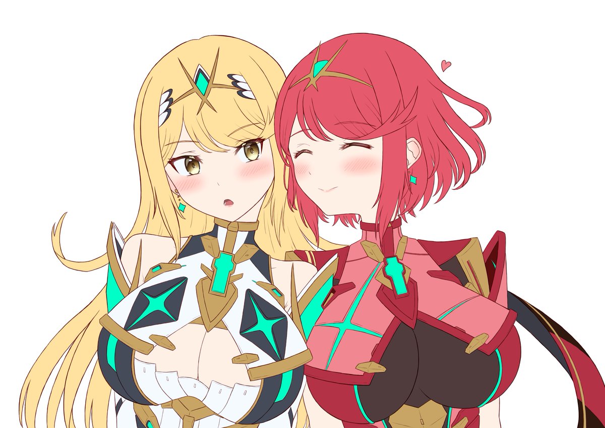 ヒカリ(ゼノブレイド2) ,ホムラ(ゼノブレイド2) 「22:30くらいからホムヒカちゃんの色塗り(影〜)をツイキャスで配信します!よか」|taroのイラスト