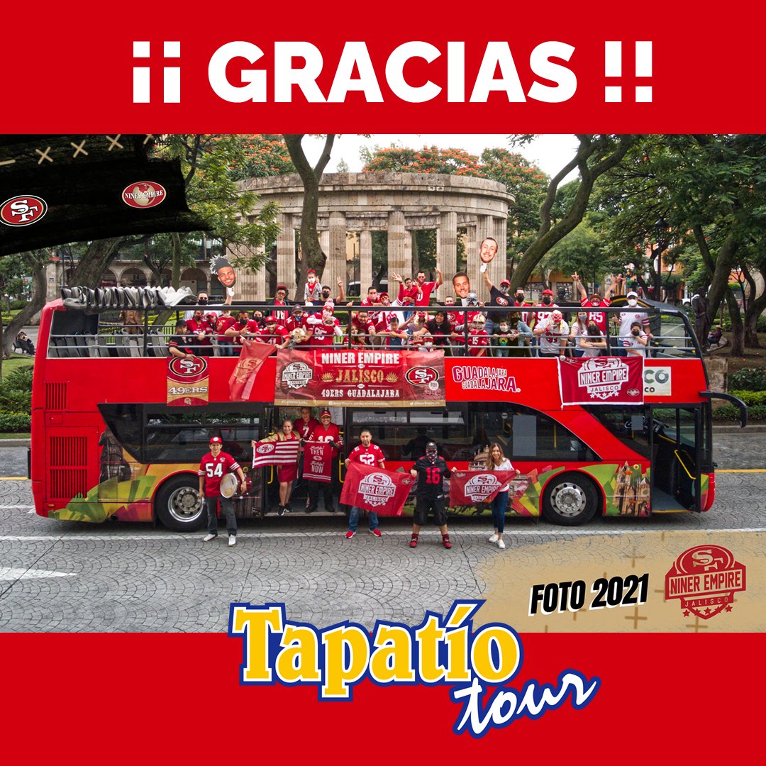 TapatioTourGdl's tweet photo. Gracias @ninerempirejal  por confiar en nosotros para su foto anual !! 👍🏻 😎

Tapatío Tour - Vive el color de Nuestra Tierra

#TapatioTour #jaliscoturistico #Jalisco #turismo #HazTurismo #HazTurismoPorMexico #MexicoMagico 
 #GoNiners #Faithful #NinerEmpireJalisco #49ers https://t.co/xwoIJg7gxh