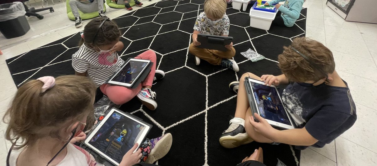 Mrs. Shertzer's Rockets are working so hard at stations. Tech time with Miss K is our favorite.