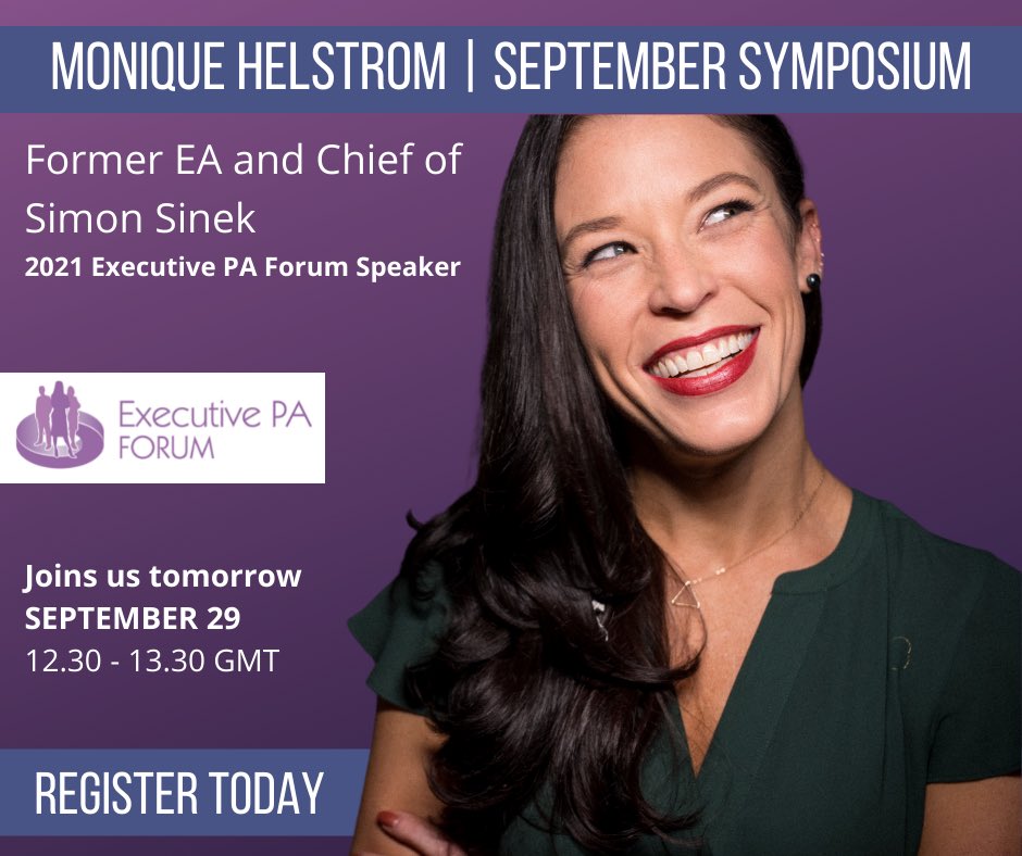 Our September Symposium is tmw 🗓Sept 29 at 12.30. Live from <a href="/FuelHQ_/">Fuel</a> Joining us is  @trishbutera <a href="/adamdfidler/">Adam Fidler</a> 
 @moniquejhelstrom @lisa_mitten_mentor 
Register now bit.ly/SeptSymp21 🎁 Prizes to be won too!! #execpaforum #executiveassistant #executivesupport