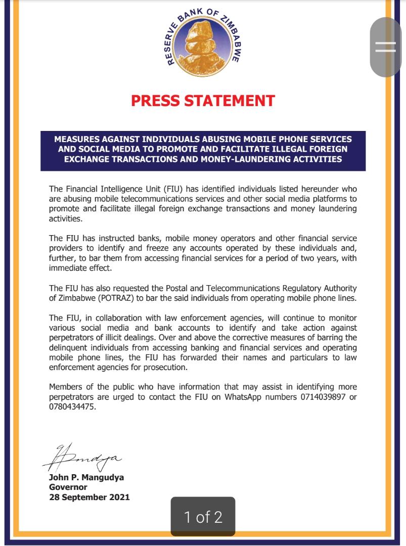 BusinessMail6's tweet photo. RBZ implements measures against money laundering https://t.co/tdyDU1woF6