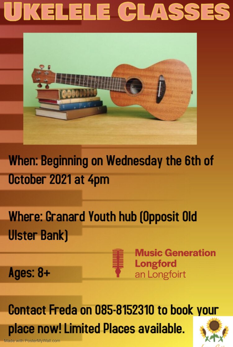 GreineLus's tweet photo. We are delighted to be working with Music Generation Longford and providing Ukelele classes. Contact Freda to discuss payment and to book your place now https://t.co/4eblpT4QeS