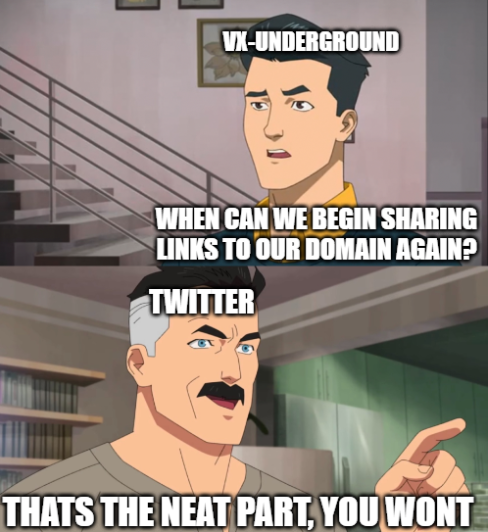 vxunderground's tweet photo. Twitter has shadowbanned a couple of our tweets. https://t.co/ziyGcNLWjN