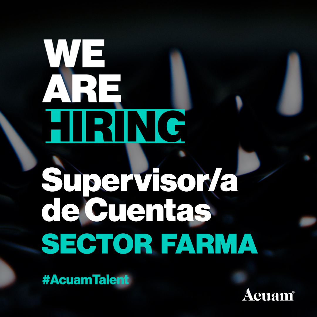 Acuam® HealthCare en pleno proceso de expansión busca SUPERVISOR DE CUENTAS en sector #farma para entrar a formar parte de un proyecto en pleno crecimiento.Incorporación inmediata👉 Envía tu CV: talento<a href="/acuam/">Acuam® Healthcare</a>.com
@acuam  comprometidos con la diversidad