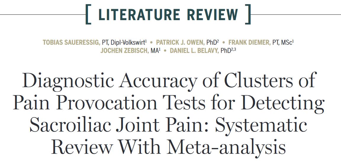 JOSPT's tweet image. Our September #ReadForCredit focuses on the diagnostic accuracy of #SacroiliacJoint pain provocation test clusters

Remember all of our Read for Credit series are #OpenAccess

How will this influence your clinical interpretation?

👉 ow.ly/JYmV50Ghwqs

#yourJOSPT