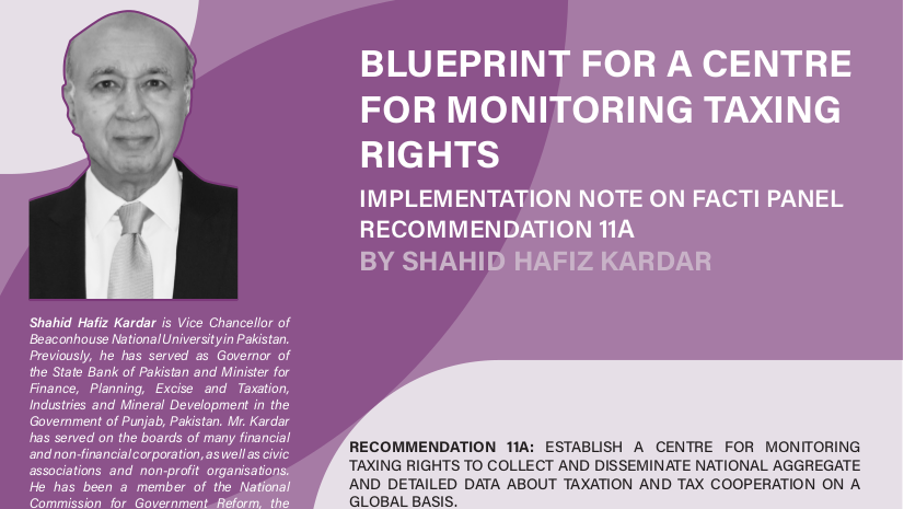 Panel members wrote implementation notes to guide #FinancialIntegrity progress:

Shahid H. Kardar (<a href="/BNULahore/">Beaconhouse National University (BNU)</a>) scopes out the needs for a Centre for Monitoring Taxing Rights, and details ideas on how to get it off the ground at the <a href="/IMFNews/">IMF</a>.
#TaxTwitter 

factipanel.org/documents/impl…