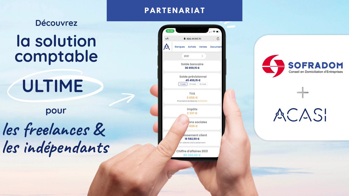 sofradom's tweet photo. Chez Sofradom, on s’entoure des meilleurs partenaires 🚀Aujourd’hui, on vous présente l’un d’entre eux : @Acasi_io ! Acasi est l'outil 100% digital d'expert-comptable des freelances & des indépendants ! 🔥
#entreprise #domiciliation #comptabilite #freelances #Acasi #Sofradom https://t.co/Zb2AHJF93s