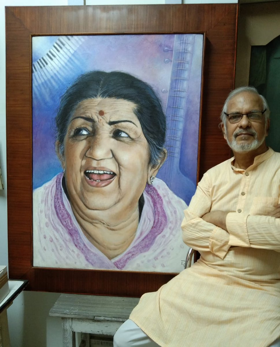 Manavrath's tweet photo. Best wishes to the inimitable @mangeshkarlata Ji on her birthday. Here's a portrait of her specially made and unveiled today by my father Er. Lalatendu Rath!

Coincidentally, it's my Birthday too today!

#latamangeshkarbirthday #LataMangeshkarji #Bollywood https://t.co/nhnxMVcuDo