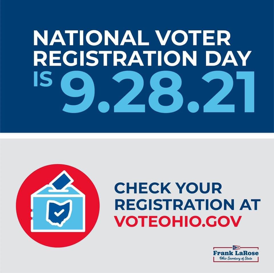 Today is National Voter Registration Day!  You can register in our office or you can register online.
voteohio.gov