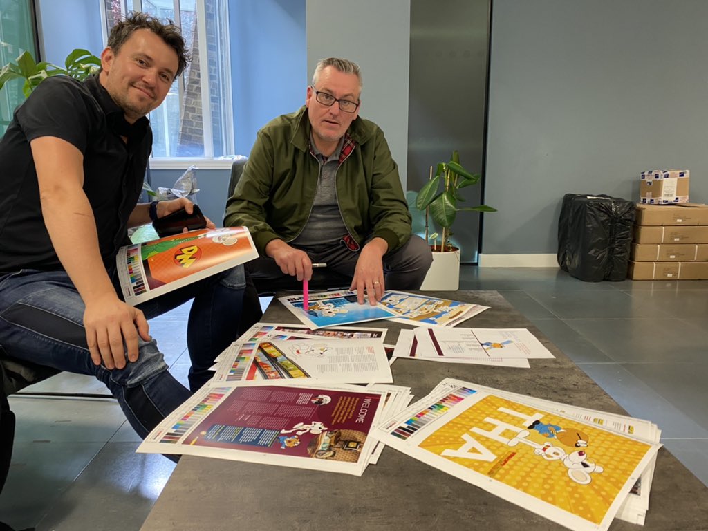 TimSouthwell's tweet photo. Going through the Danger Mouse proofs @therivergroup #dangermouse #rivergroup @boatrocker https://t.co/CqMPvChYCa