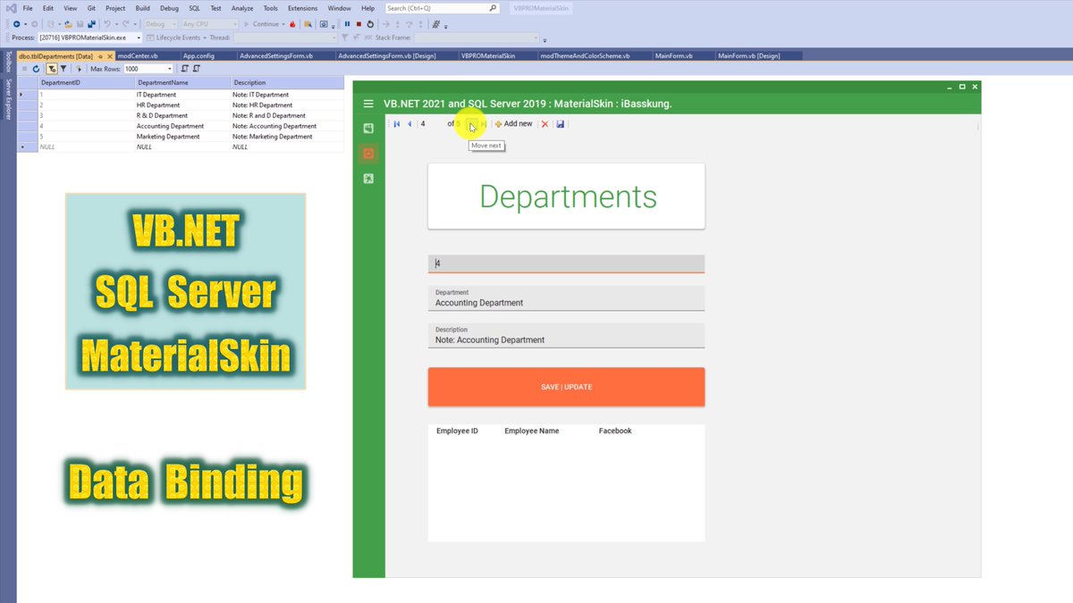 IBasskung's tweet photo. 👨‍🏫 Developing a Professional Modern Desktop Application using VB .NET and SQL Server.
✔ Lecture 13. Connecting to a database and retrieving department data https://t.co/pz99fbWLQp

🎁 Playlist: https://t.co/THTLTKqGJd

#VisualBasic #SQLServer #ModernDesktopApp #iBasskung https://t.co/FnXYrlYGWK