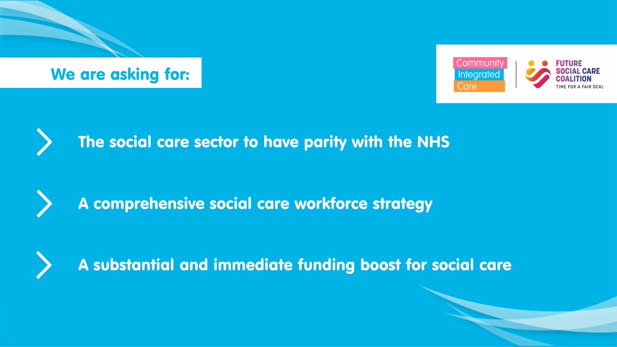 ComIntCare's tweet photo. As @johnjhughes85 joins the conversation @The_FSCC event '#GetSocialCareDone,' we'll be asking for:
👉The social care sector to have parity with the NHS
👉A comprehensive social care workforce strategy
👉A substantial and immediate sector funding boost
#TimeForAFairDeal #Lab21 https://t.co/qQnONt39fY