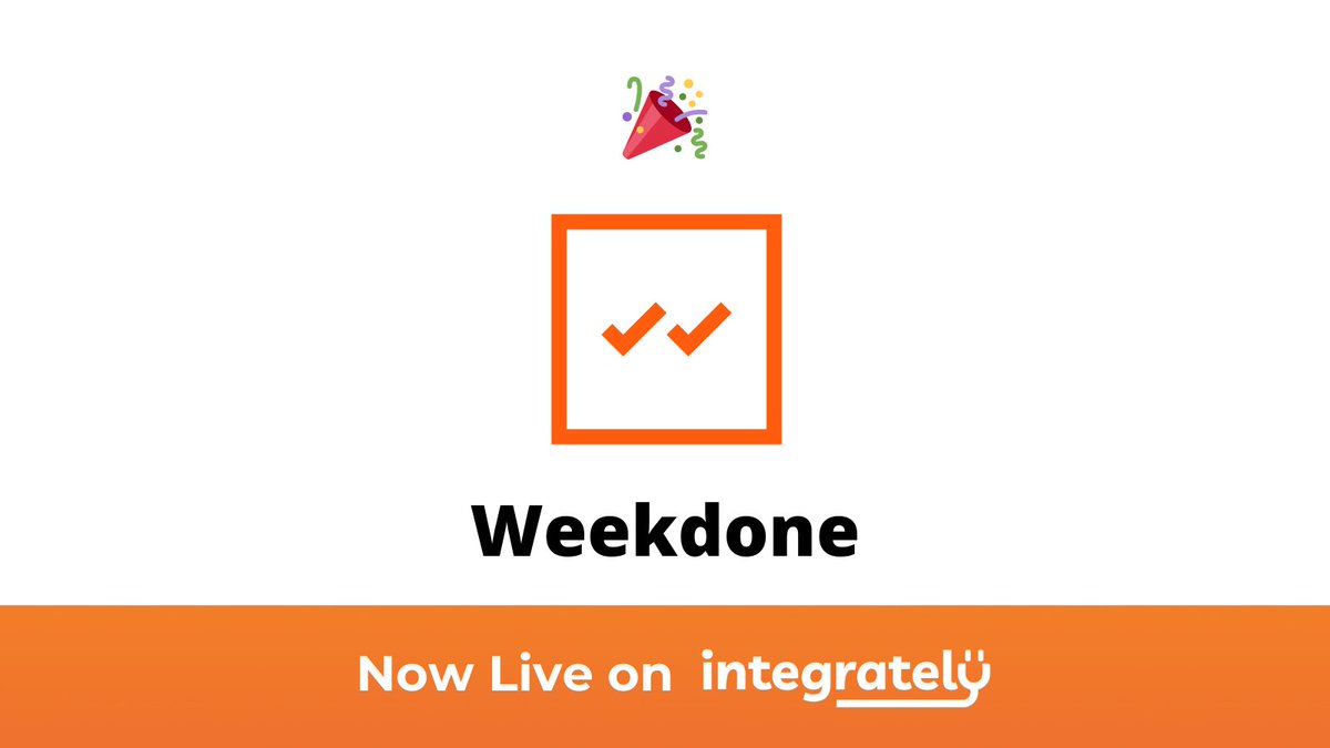 IntegratelyApp's tweet photo. New @weekdone integration.
Now you can integrate @weekdone with 550+ apps in 1 click using Integrately #Weekdone #1ClickIntegrations.
Check out ready automations here -
https://t.co/T2Z6QSkvea
Can't find your automation? Share in comments and we will build it. https://t.co/LfoMC2l5Eb