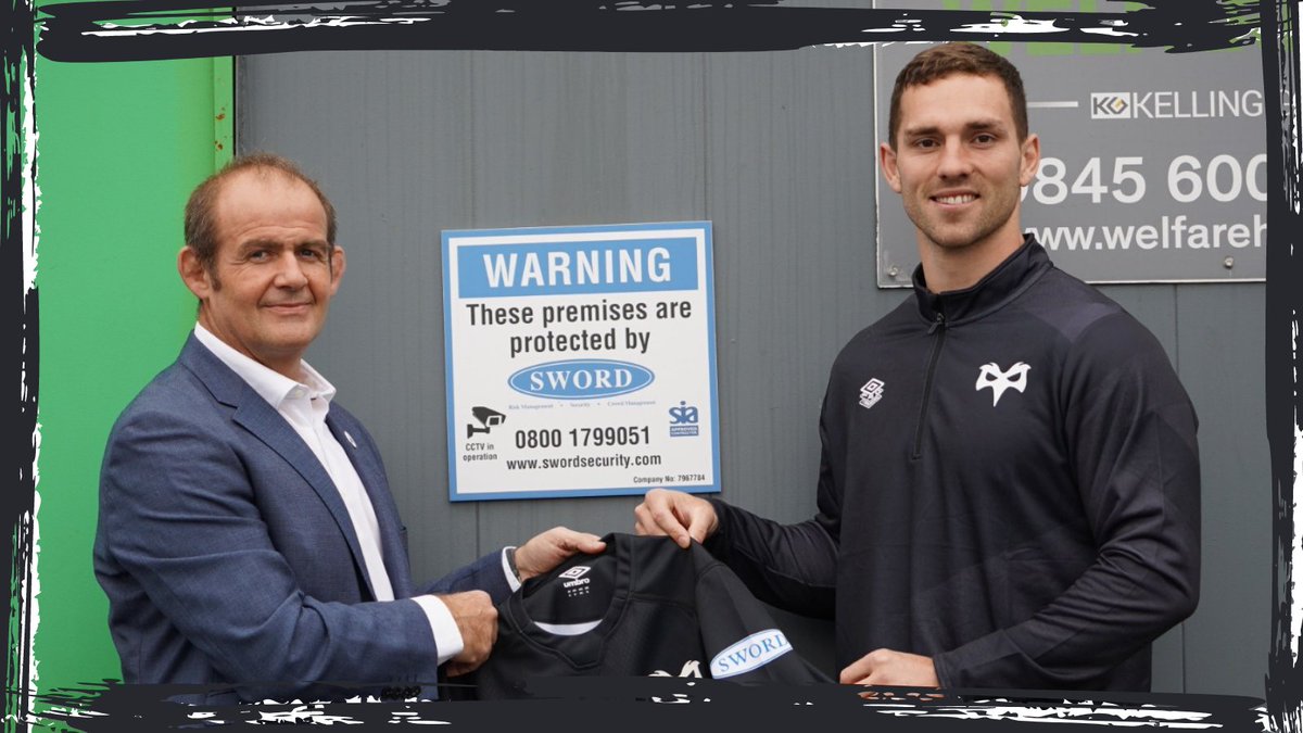 SwordUk's tweet photo. Lovely photos from a meeting with George North and Ospreys Rugby Ltd; as one of the principle partners, we were presented with the new shirts for this season! Which one's your favourite? #ospreys #ospreysrugby #swordsecurity #swordcymru #partnership https://t.co/saBZiJU95U