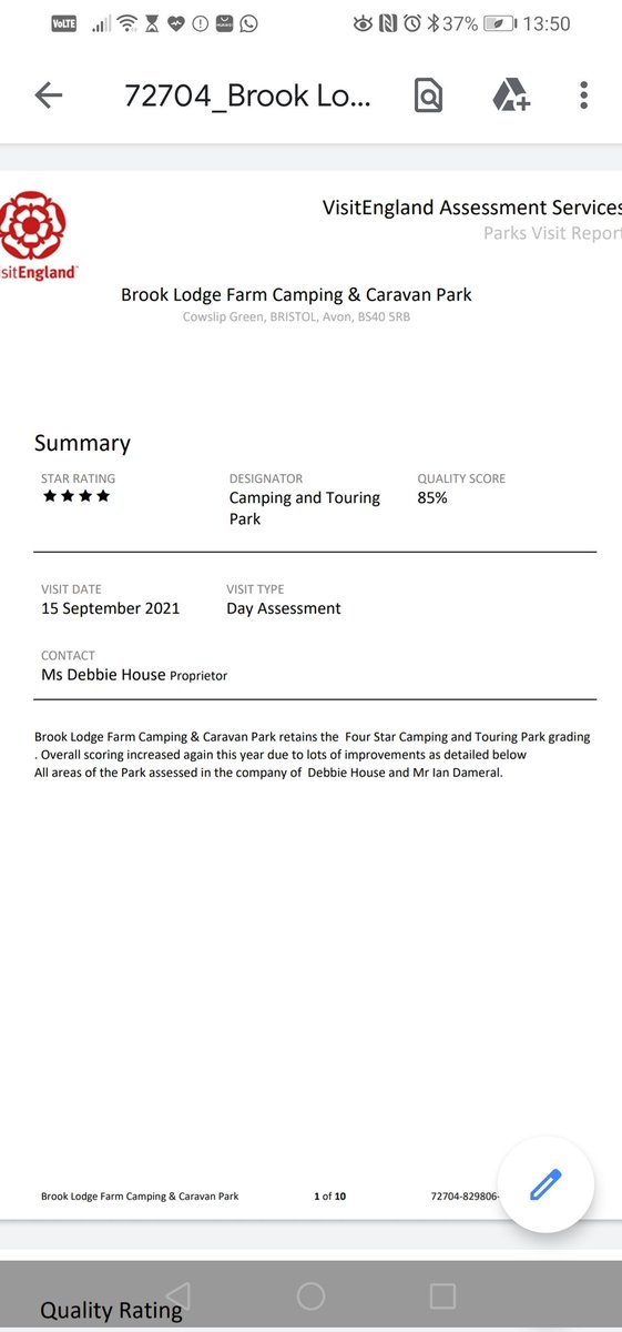 brook_farm's tweet photo. We are very proud to have gained an 85% @VisitEngland #quality score in our annual assessment, we achieved 100% 5 star in our cleanliness, 88% 5 star in reception services, top of 4 Star only 2 points from a 5 star! Well done all staff @brook_farm @VisitBristol https://t.co/JyWHniO6Vl