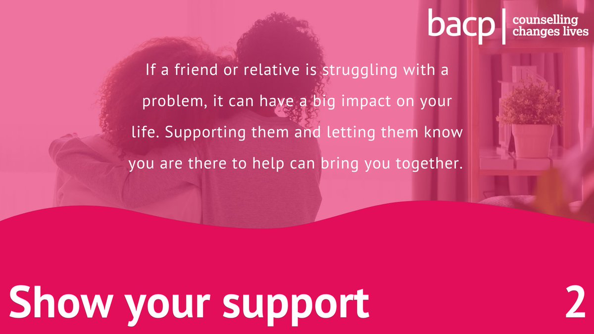 BACP's tweet photo. It can be difficult to help someone you love if they're going through a hard time😔 

Here are some ways you can give support and encourage them to seek professional help if they need it💜 #MentalHealth

🔗 https://t.co/mbxkL73WJd https://t.co/Sh0VnaySHP