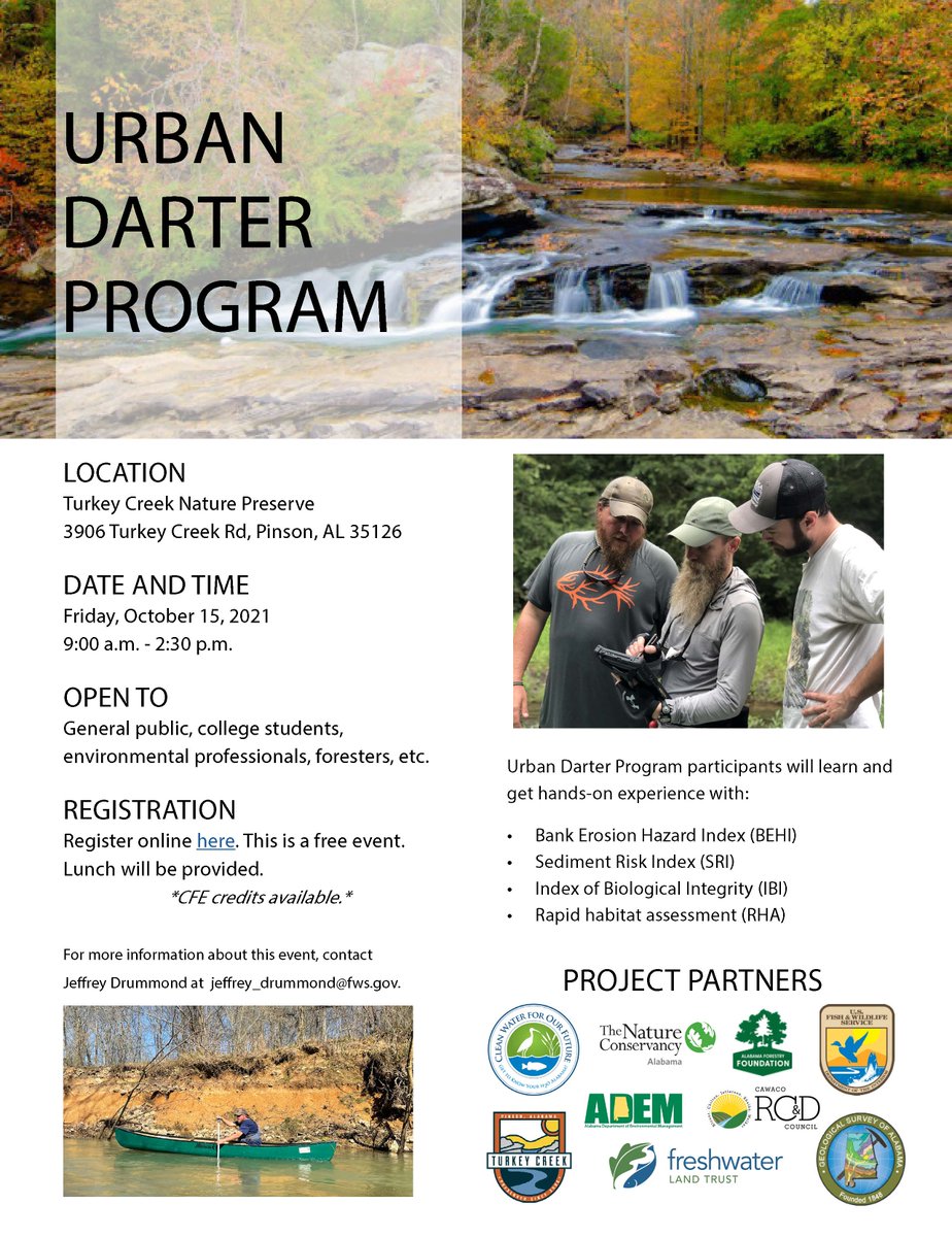 Y'all. Sign up for the Urban Darter Program and spend some time outside! Loads of good people hanging out by the water. Sign up below:
form.jotform.com/FreshwaterLT/u…