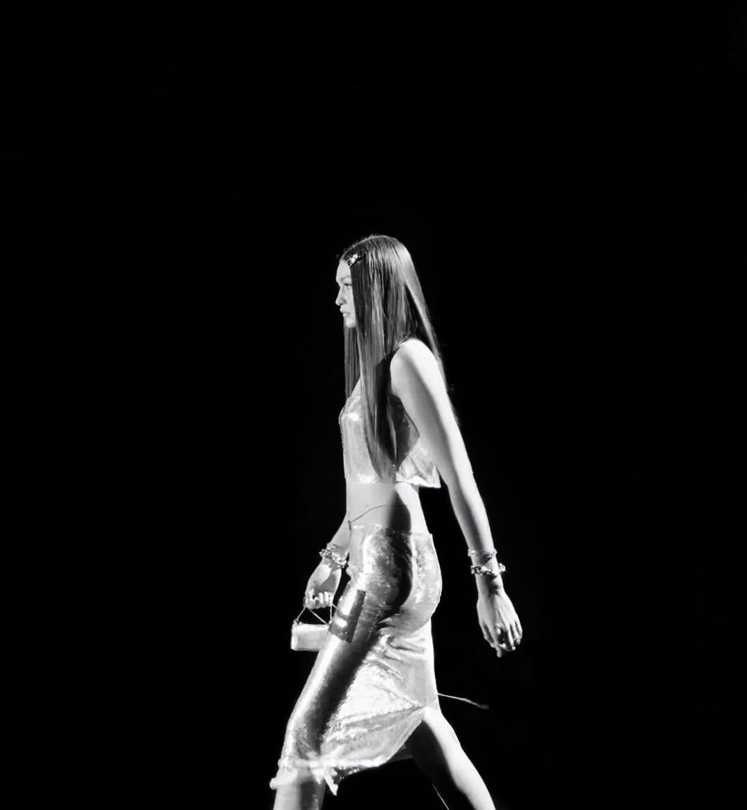 Gigi Hadid walking for the Versace x Fendi Spring Summer 2022 Collab Collection show in Milan. Photographed by Frederic Monceau.