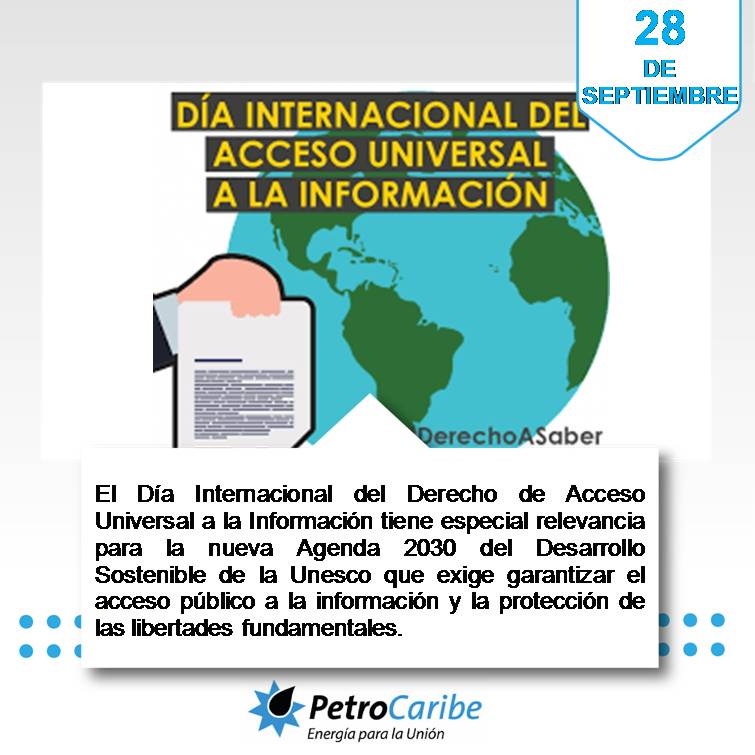 🗓️ El Día Internacional del Derecho de Acceso Universal a la Información tiene especial relevancia para la nueva Agenda 2030 del Desarrollo Sostenible de la Unesco que exige garantizar el acceso público a la información y la protección de las libertades fundamentales.