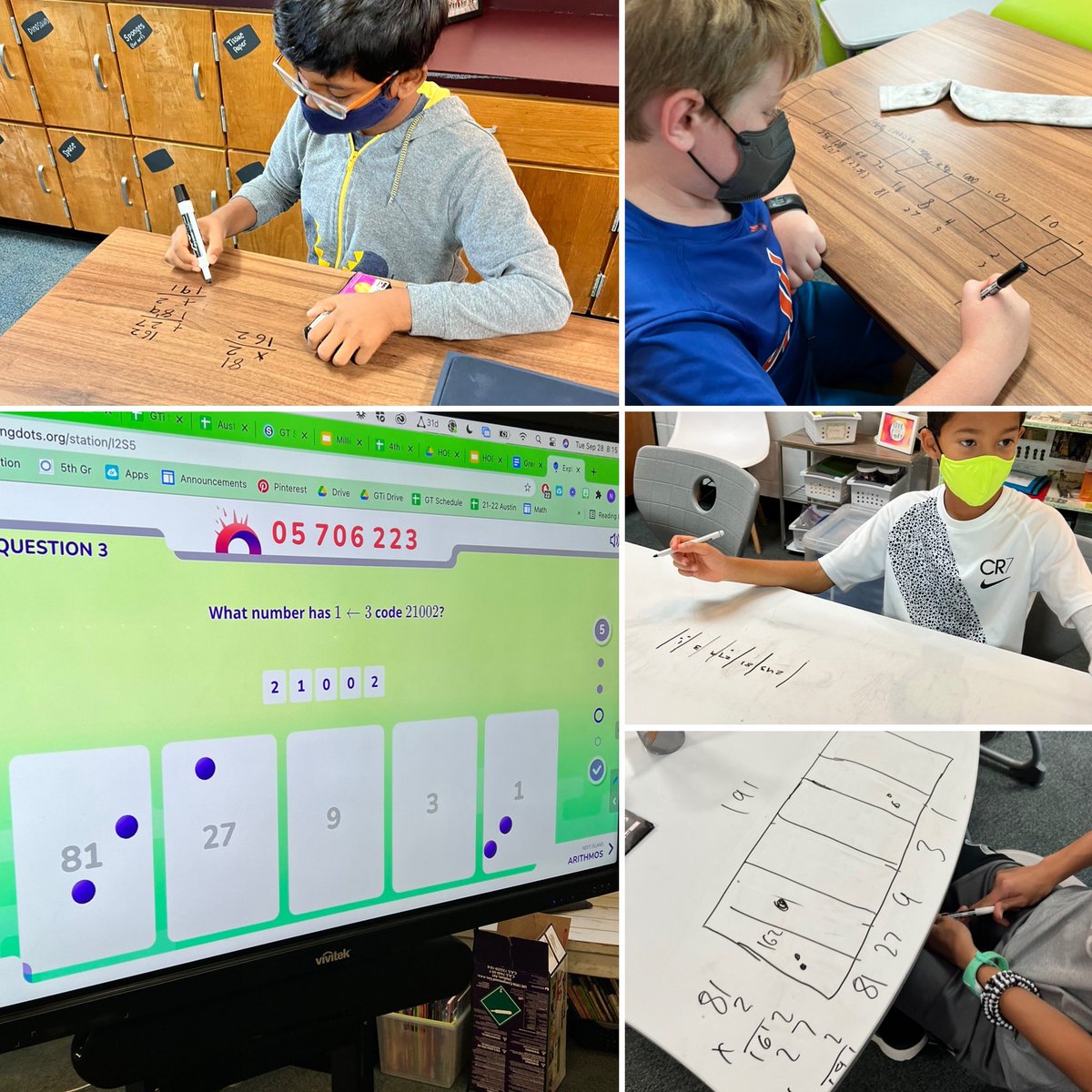MrsHarvey_'s tweet photo. Exploding dots is one of my favorite things to teach! I love the moment they realize the connection to base 10 and place value! #austinlearns @_arhodes https://t.co/zQncLKroys