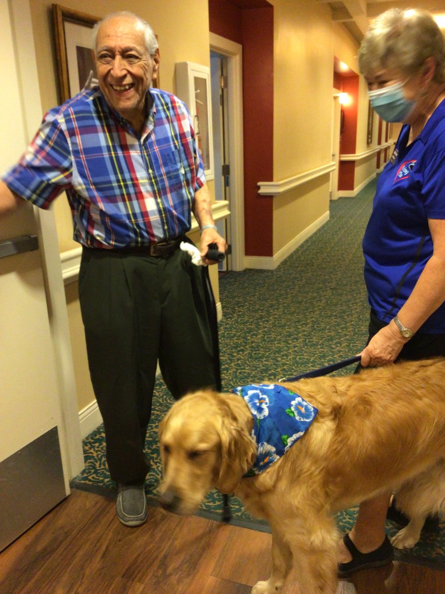 springhills's tweet photo. During National Assisted Living Week, Spring Hills Fredericksburg had a pet visit from Linda and Tanner. The residents were delighted and enjoyed a great day with the pair! 

#assistedlivingweek #seniorcare #healthcare #petvisit https://t.co/SjrgIXWMRB