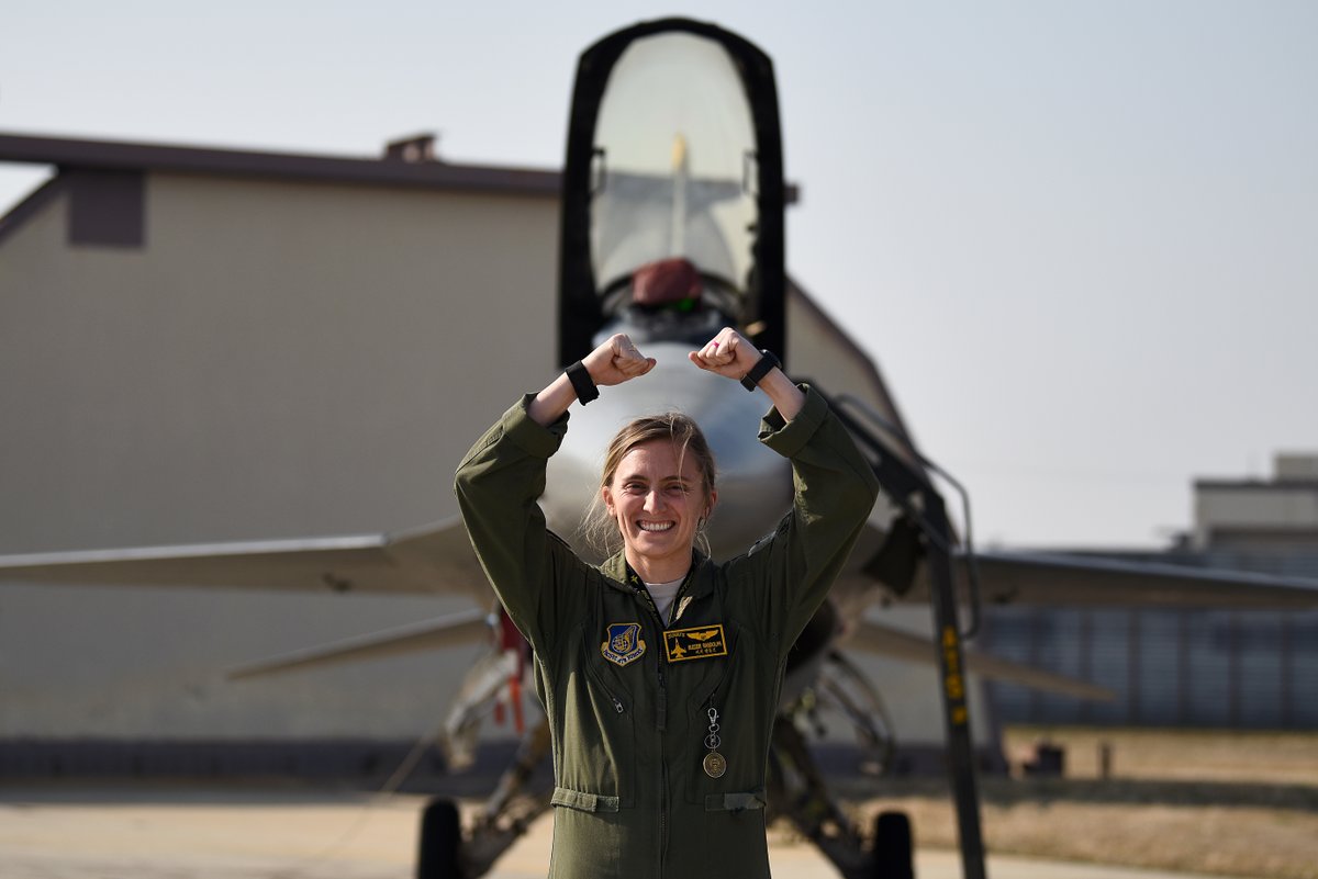 We were busy thinking ‘bout this 👇

“I’m a fighter pilot. It really doesn’t matter whether I’m a male or female as long as I’m a competent aviator and instructor.” – Capt “Buzzer” Randolph, 80th Fighter Squadron C Flight commander #InspireAF