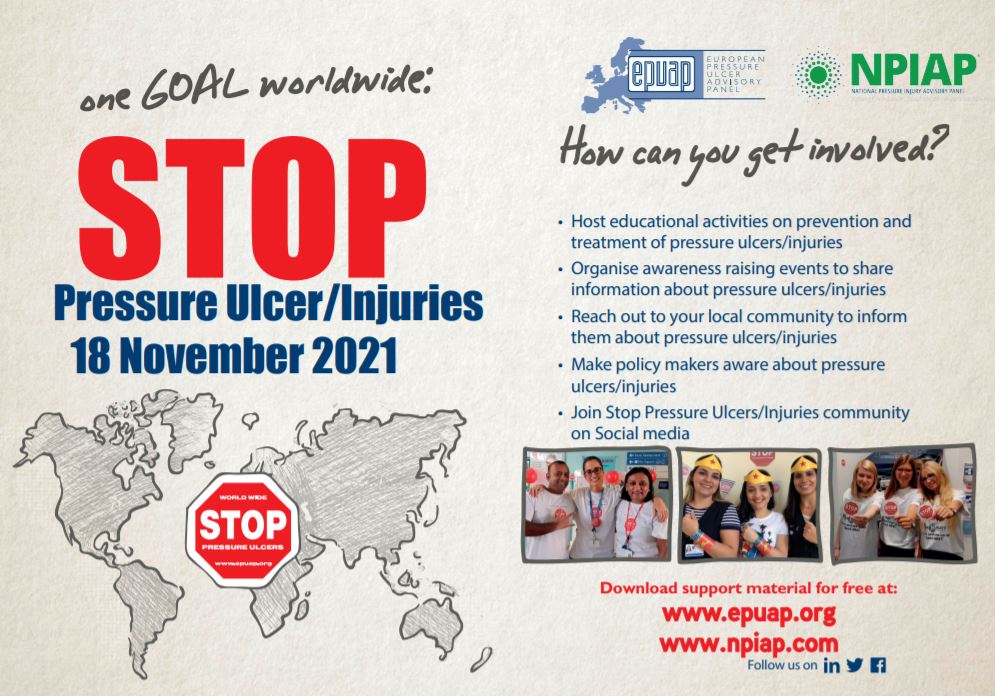 The National Pressure Injury Advisory Panel (NPIAP) is proud to announce that 2021 World Wide Pressure Injury Prevention Day is to be celebrated on Thursday, November 18, 2021! Learn how you can contribute here: conta.cc/3ibCn6I.