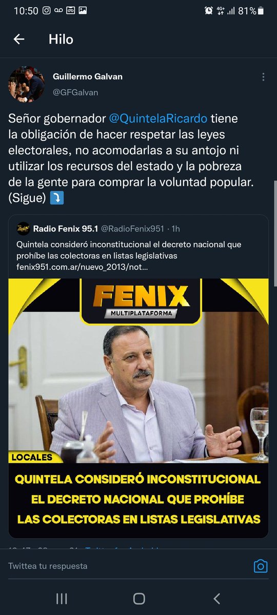 uriasavilac's tweet photo. Luego de las declaraciones de @QuintelaRicardo, el Radicalismo salió al cruce contra el Primer Mandatario por el Decreto/Ley vigente. https://t.co/j3rgx1lQ47