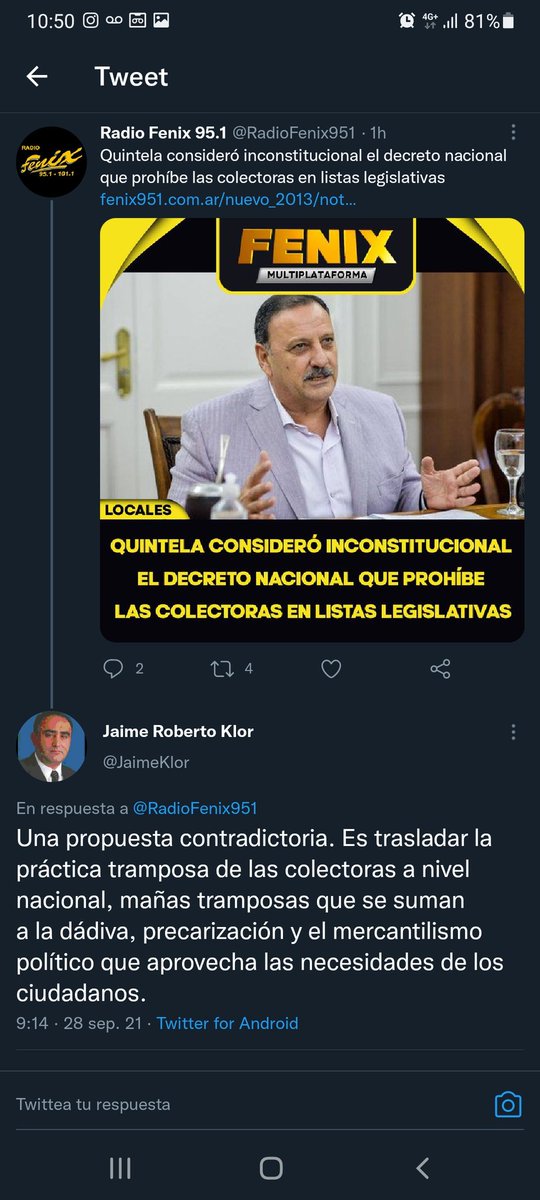 uriasavilac's tweet photo. Luego de las declaraciones de @QuintelaRicardo, el Radicalismo salió al cruce contra el Primer Mandatario por el Decreto/Ley vigente. https://t.co/j3rgx1lQ47