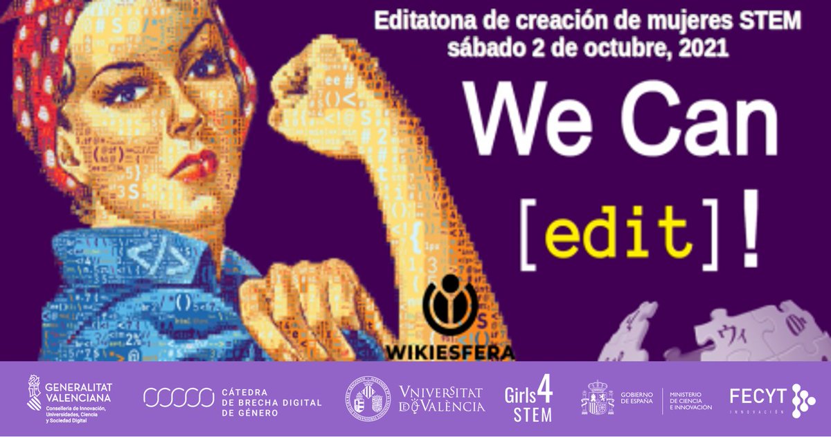 gencaticUV's tweet image. Encara estàs a temps d'inscriure't a l'Editatona de creació de dones #STEM, per a alumnat i professorat de la @UV_EG, del dissabte 2 d'octubre✏️👉bit.ly/EditatonaGenCa…

⚠️I recorda seguir les recomanacions, perquè traguem el major partit a la trobada!