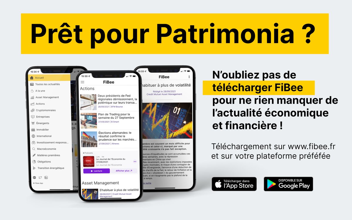 expatrimoine's tweet photo. Prêt pour #Patrimonia2021 ? Avant de partir, n'oubliez pas de télécharger FiBee pour ne rien manquer de l'actualité économique et financière ! https://t.co/mUZsaOaOcy https://t.co/sGZJhh6trD