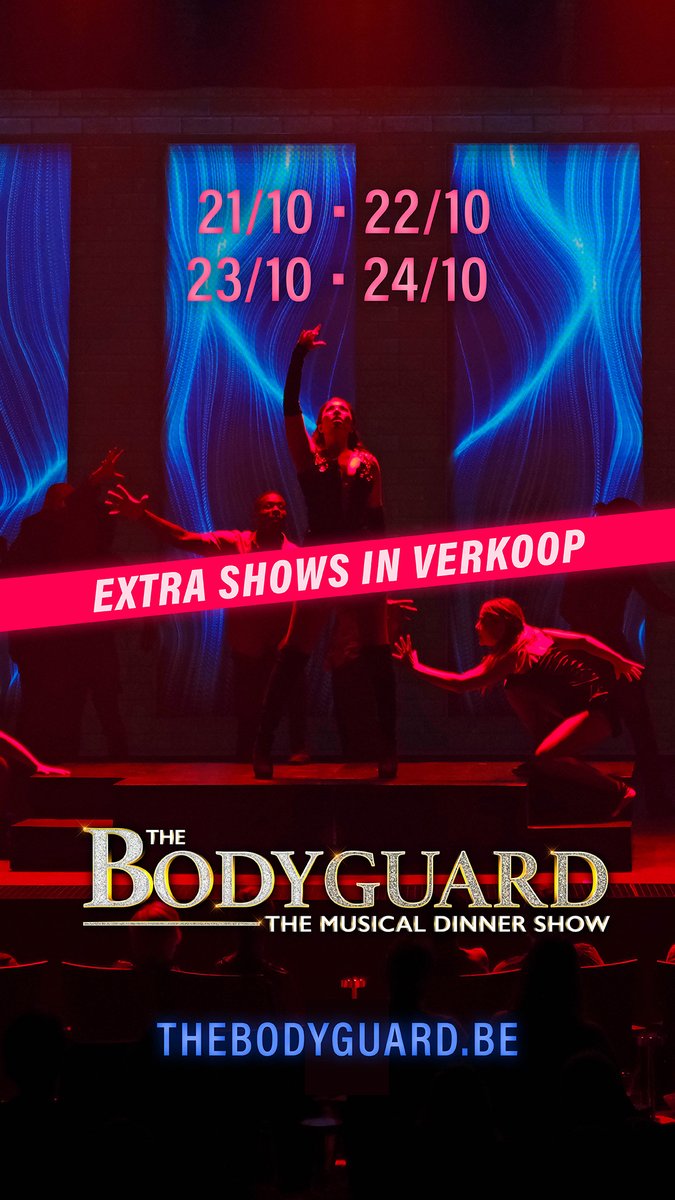 Jullie hebben duidelijk zin in The Bodyguard. De kaartjes gaan vlot de deur uit en daarom kunnen wij nu al extra shows aankondigen.
Wees er snel bij en boek je tickets op bit.ly/3ANJnxz

#thebodyguard #musichallLIVE #thebodyguardmusicaldinnershow