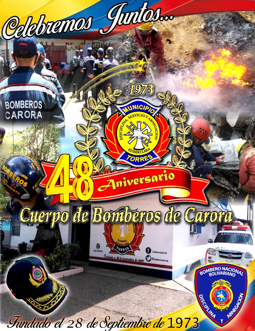 Desde la Redan Occidental nos unimos al jubiló que embarga al Cuerpo de Bomberos del Municipio Torres (Lara) por estar arribando al 48 aniversario de su fundación felicitaciones extensivo a todo su personal
