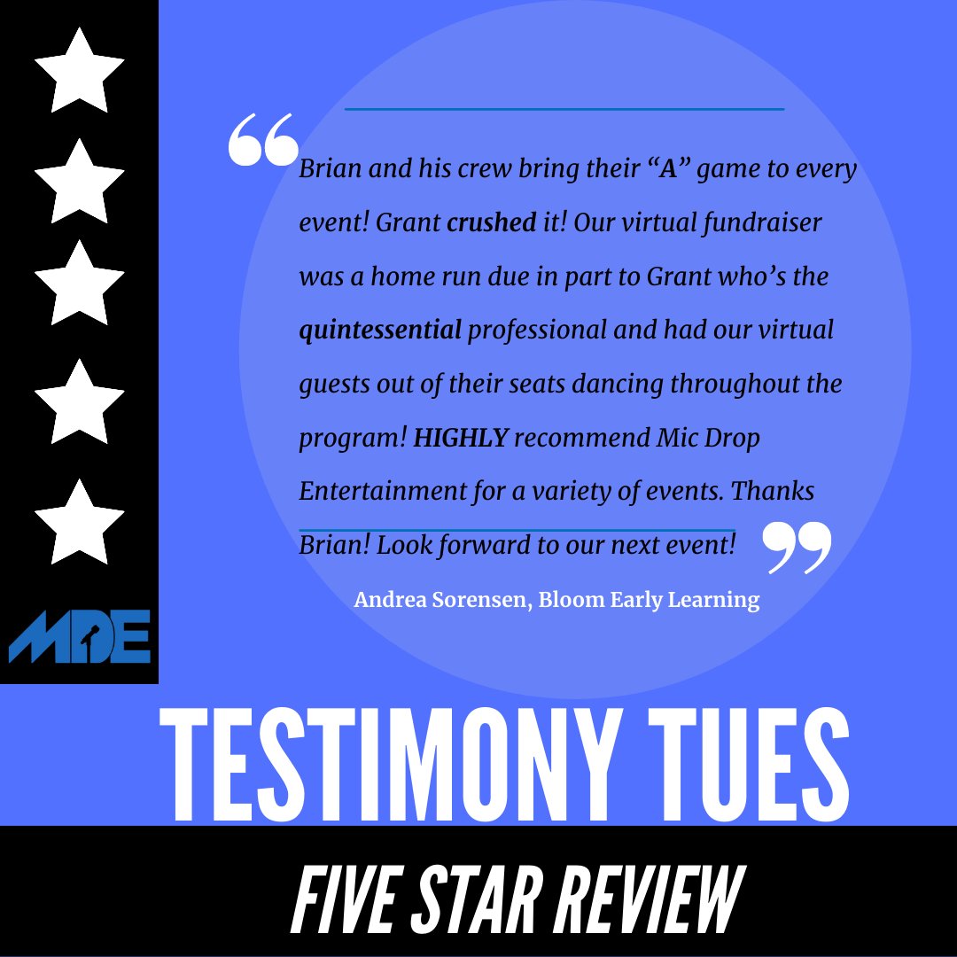 Micdrop_ent's tweet photo. Thank you so much for Andrea for this wonderful review! Grant had an absolute blast working with you guys! So glad we could help you guys reach your Fundraiser Goals! Can't wait to work with you all again soon!
.
.
.
#livefun#5stars#review#host#dj#fundrasier#corporate#funevents https://t.co/7Us6K4y80J