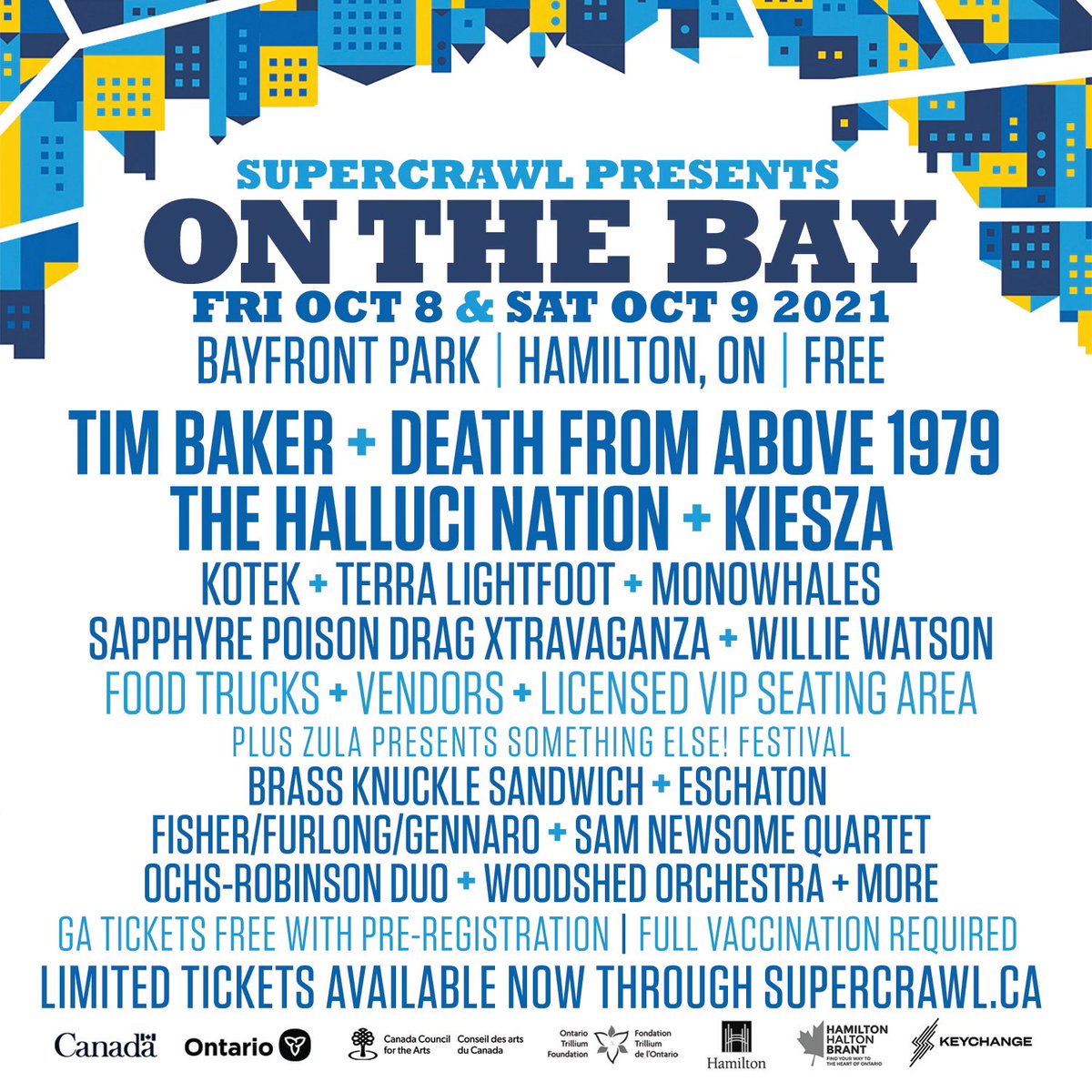 JUST ANNOUNCED: Join us at Bayfront Park on Oct 8 &amp; 9 for Supercrawl On the Bay. Catch some amazing talent, vendors, food trucks and more! Head over to supercrawl.ca for more info 🌊