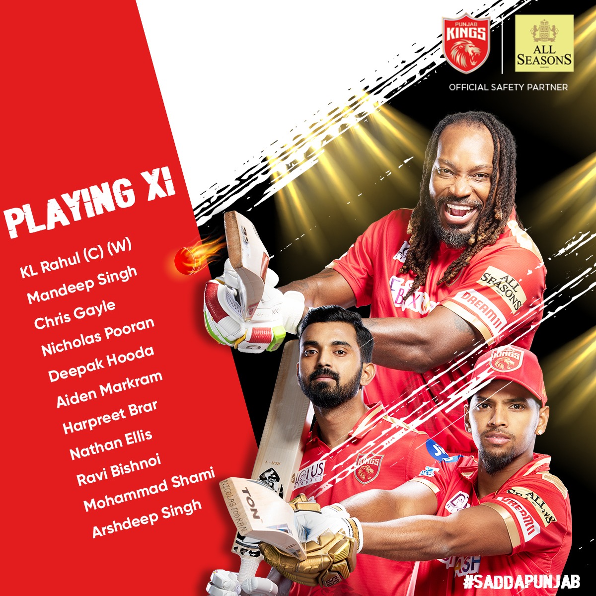 AllSeasonsIndia's tweet image. And here's our Playing XI.

#MatchAlert #PlayingXI #PunjabvsMumbai #ManOfAllSeasons #KingsAreBack #Season2 #AllSeasonsHandRub #OfficialSafetyPartner #PunjabKings #SaddaPunjab #cricketbuzz #cricketfever #cricketmania #cricket #indiancricket #cricketfans