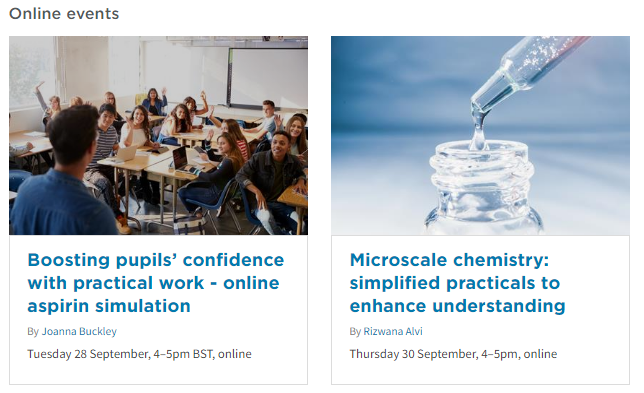 Today 4-5pm: Boosting pupil's confidence with practical work - online aspirin simulation
 
Thursday 4-5pm: Microscale chemistry: simplified practicals to enhance understanding

Live &amp; interactive fully funded online workshops

Book now: edu.rsc.org/events

#ChatChemistry